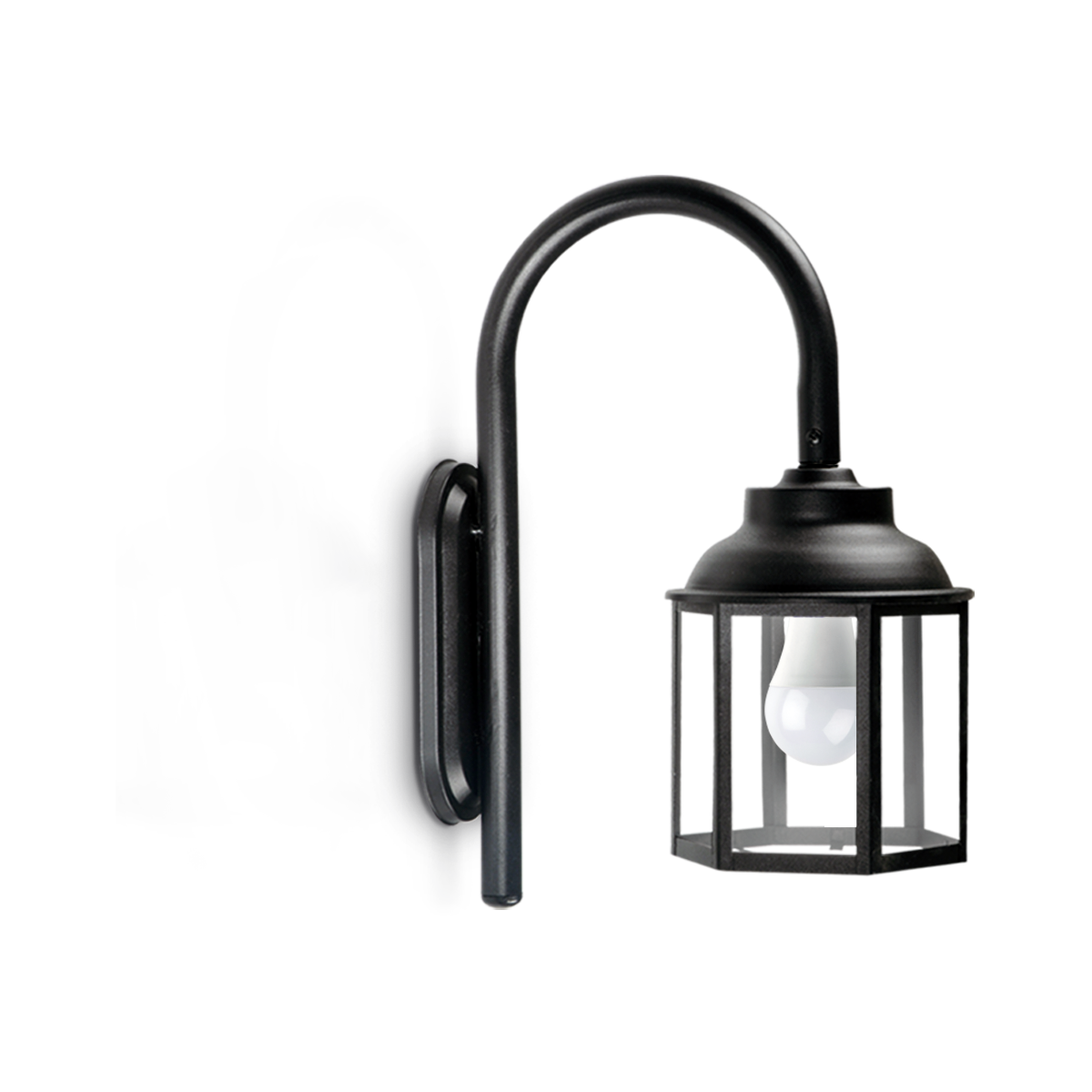 FAROL HEXAGONAL CON SOPORTE DE PARED