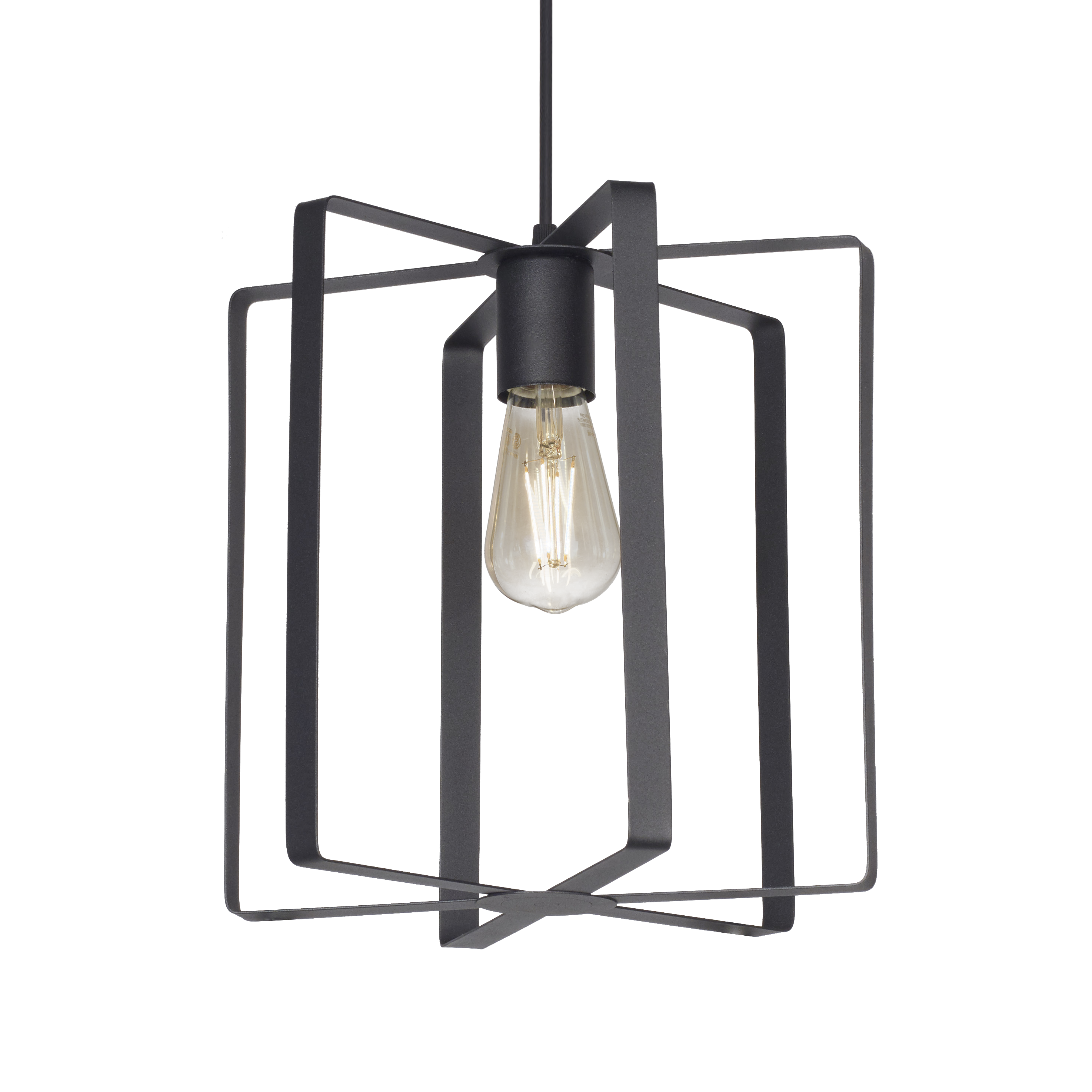 COLGANTE CILINDRO DE FLEJES 1 LUZ NEGRO