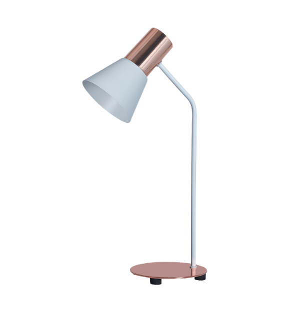 LAMPARA ESCRITORIO C/ PANTALLA METALICA EMBUDO COMBINADO CON COBRE