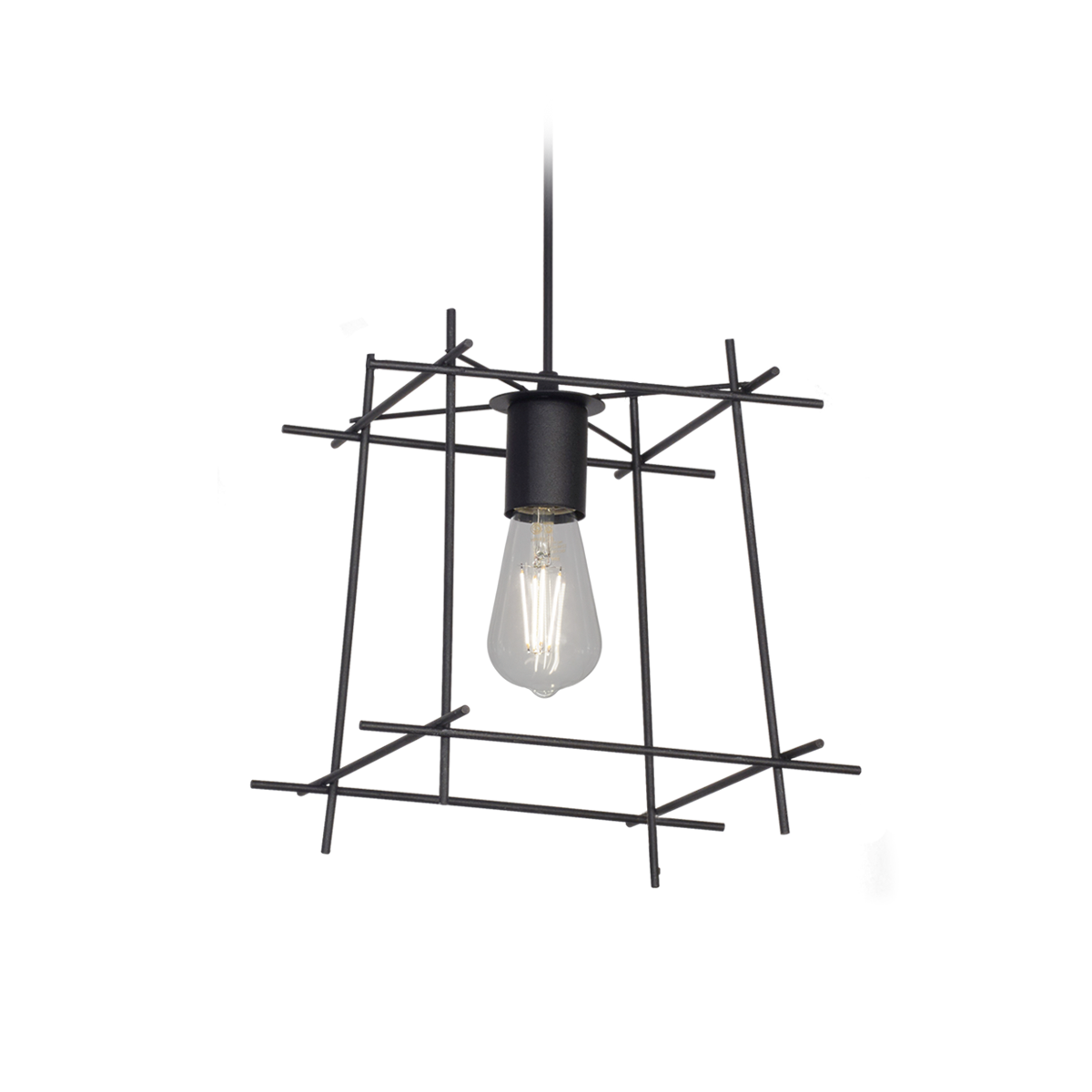 COLGANTE ALAMBRE CUADRADO 1 LUZ NEGRO