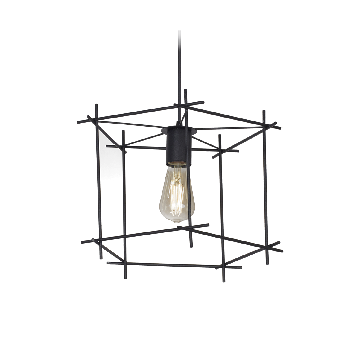 COLGANTE ALAMBRE PENTAGONO 1 LUZ NEGRO