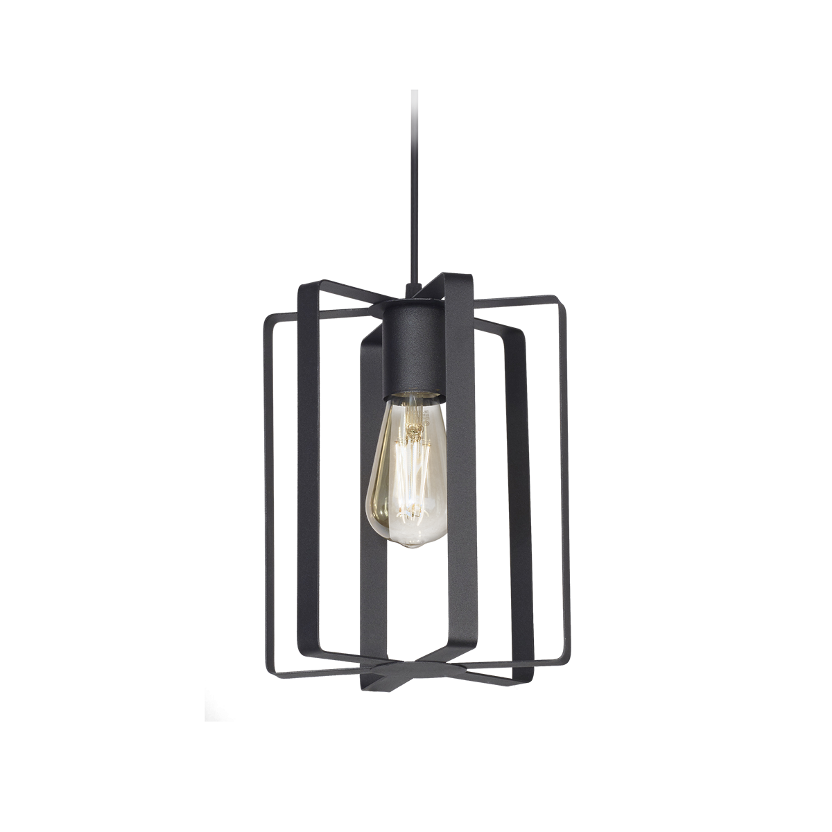 COLGANTE CILINDRO DE FLEJES MINI 1 LUZ NEGRO