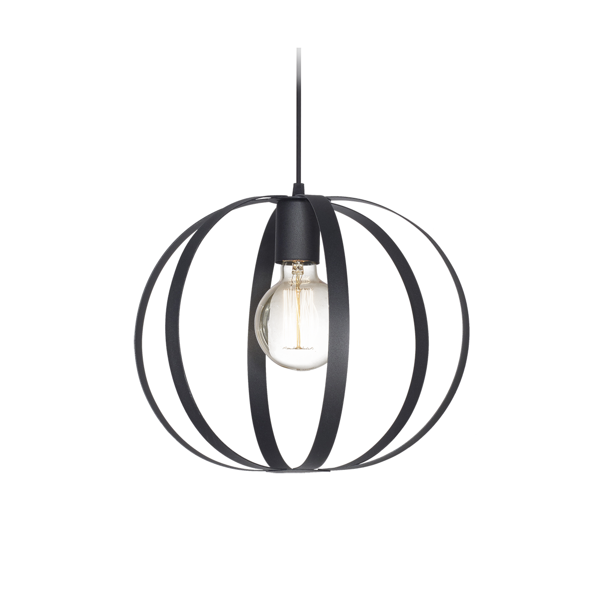 COLGANTE CIRCULAR DE FLEJES MINI 1 LUZ NEGRO