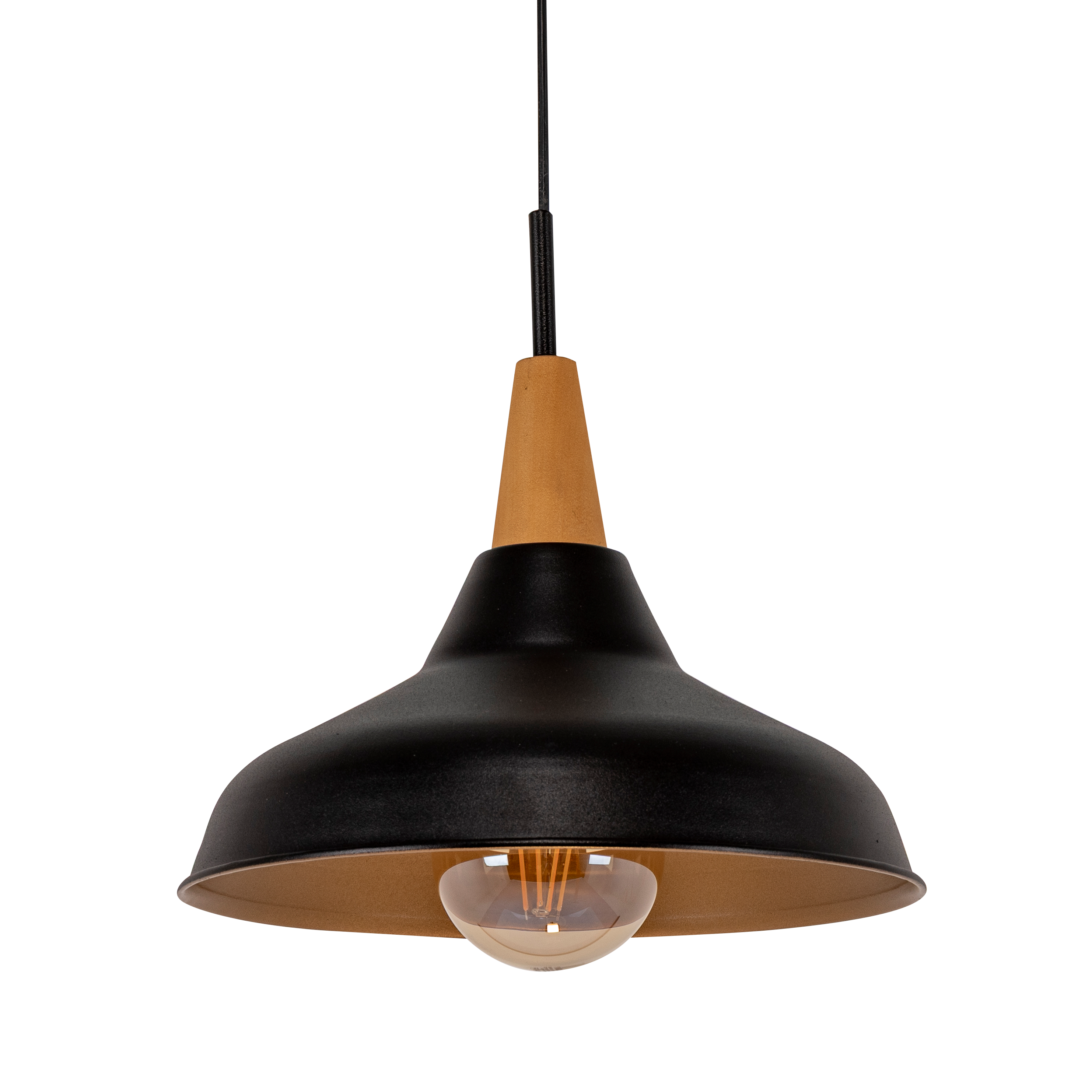 COLGANTE CHAPA/MADERA CONO 1L INT ORO MATE