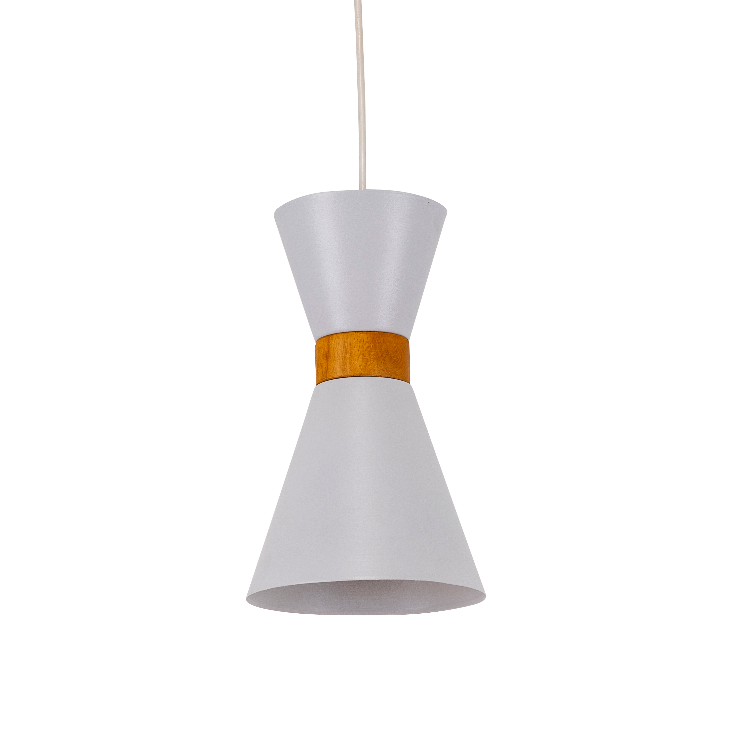COLG C/ PANTALLA EMBUDO DOBLE METAL/MADERA 1L