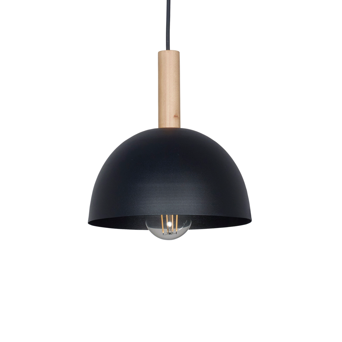 COLGANTE MEDIA ESFERA DE CHAPA CON DETALLE EN MADERA 1L