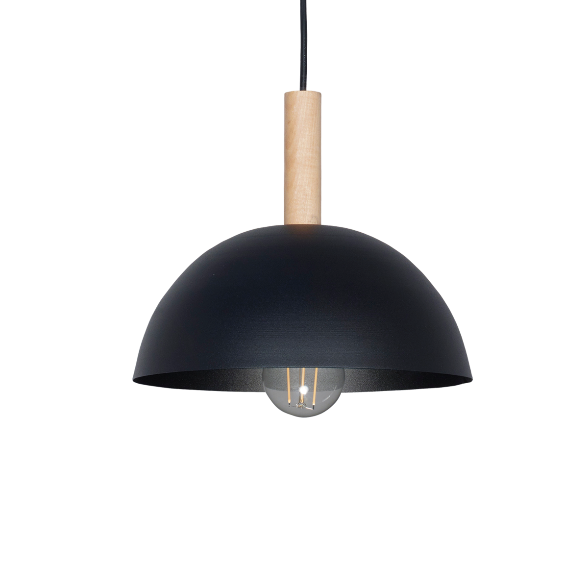 COLGANTE MEDIA ESFERA DE CHAPA CON DETALLE EN MADERA 1L