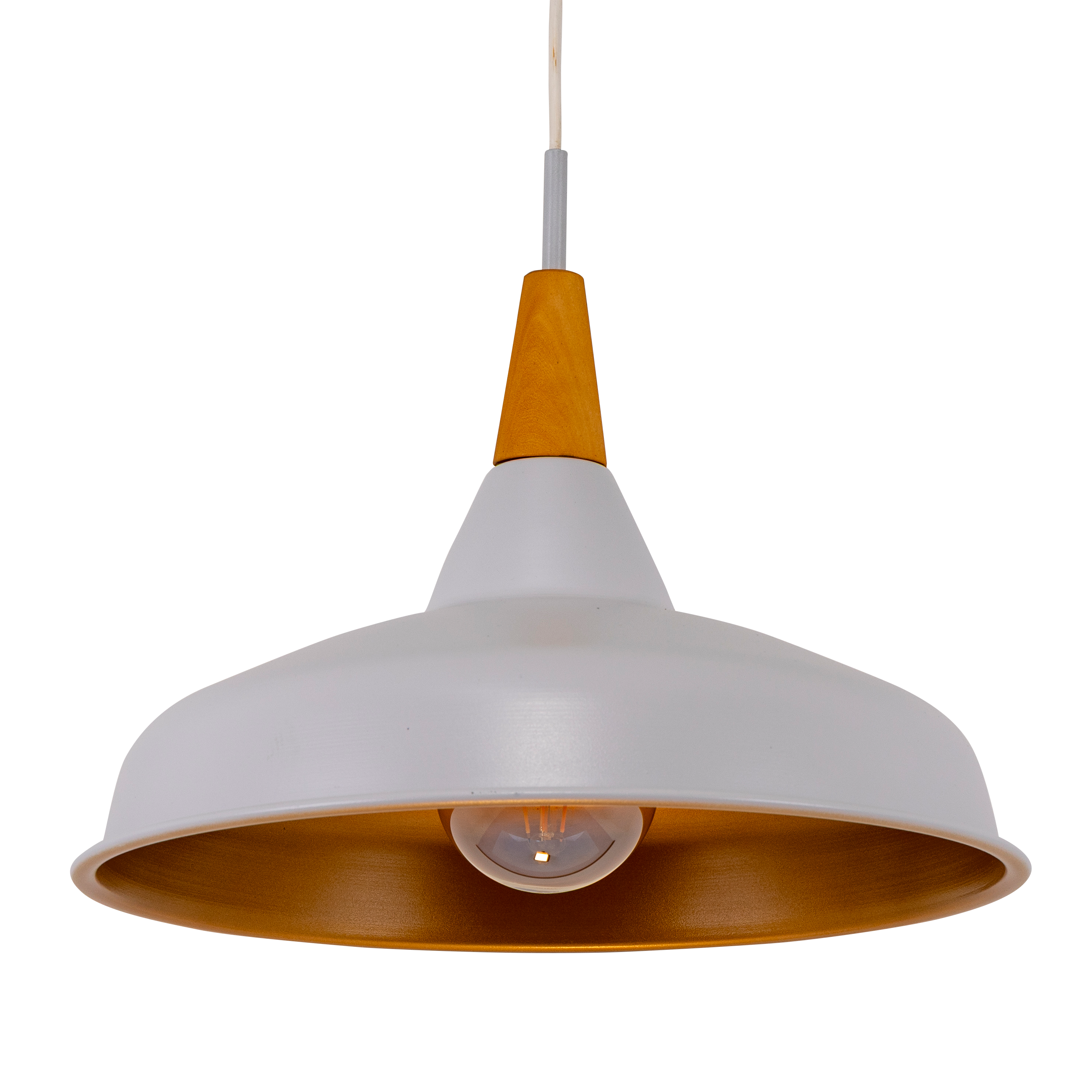 COLGANTE CHAPA/MADERA CONO 1L  INT ORO MATE
