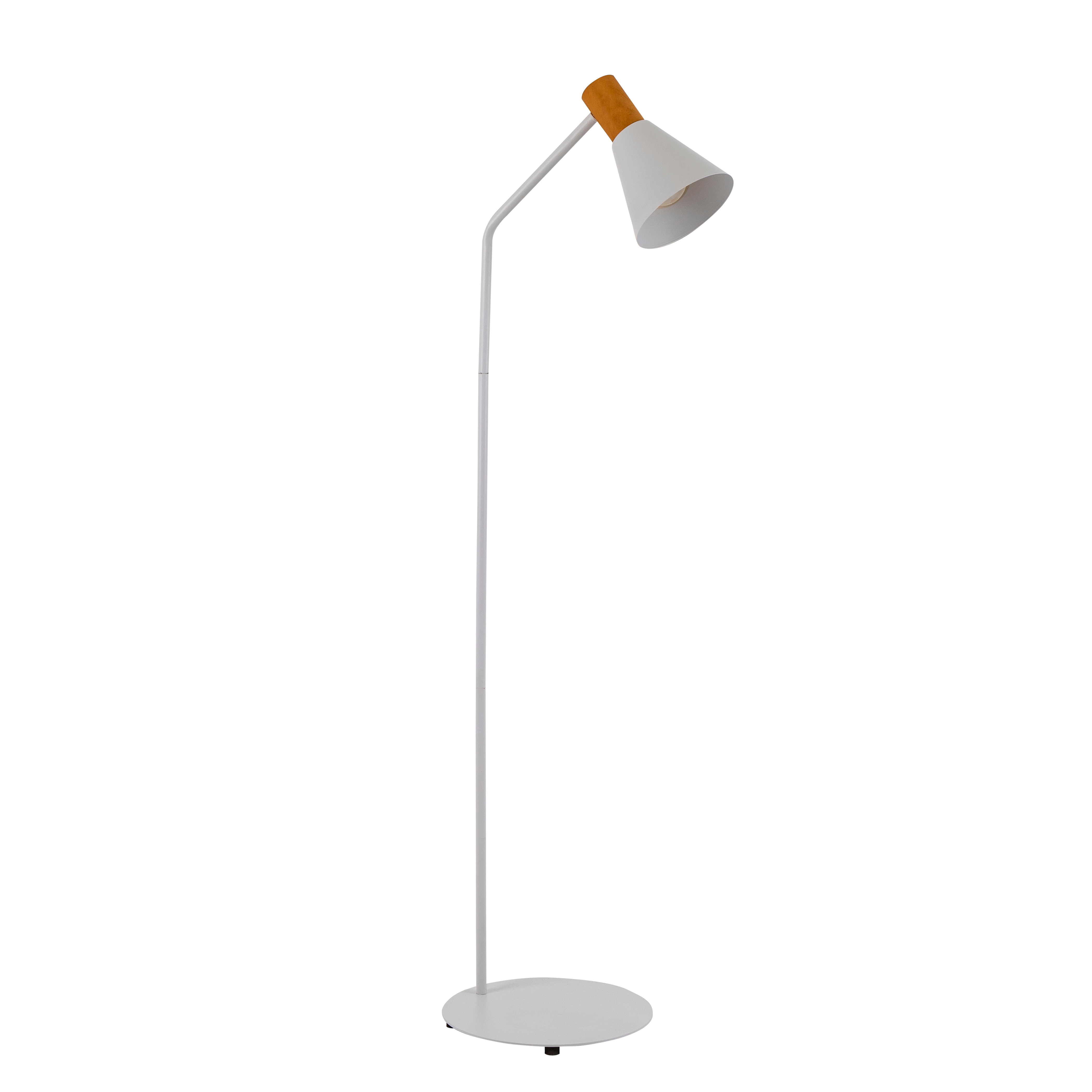 LAMPARA PIE C/ PANTALLA EMBUDO METAL/MADERA 1L
