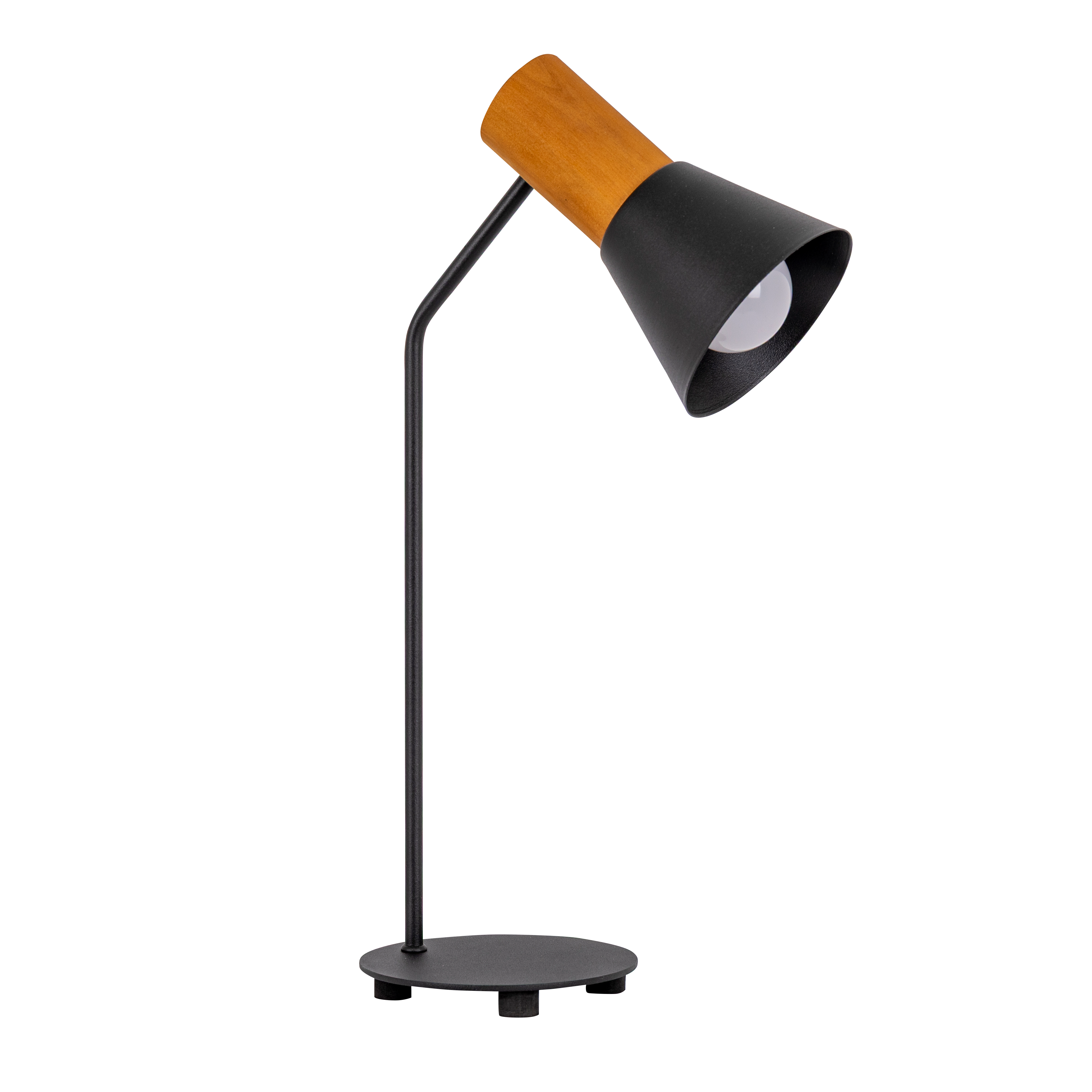 LAMPARA ESCRITORIO C/ PANTALLA EMBUDO METAL/MADERA 1L
