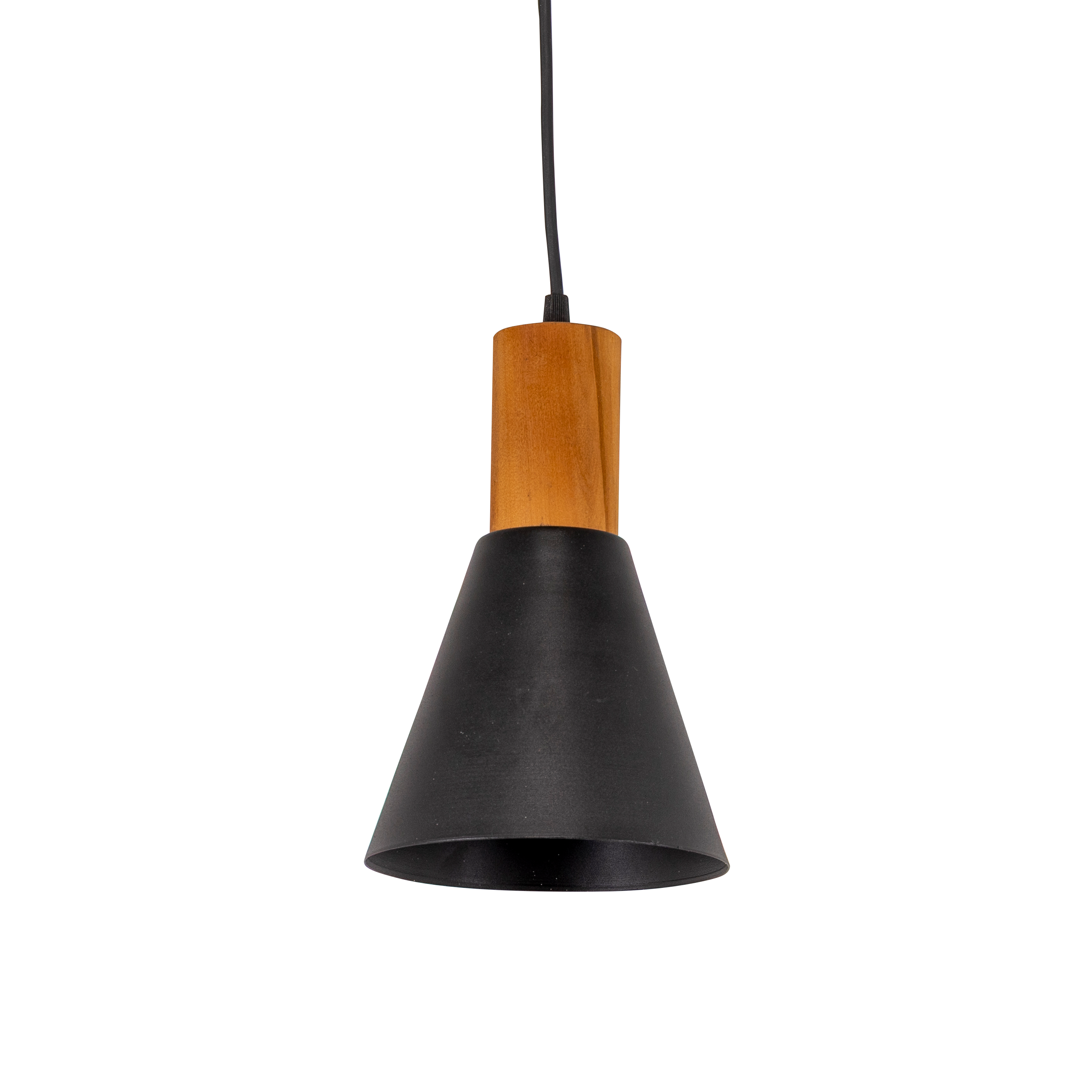 COLG C/ PANTALLA EMBUDO METAL/MADERA 1L