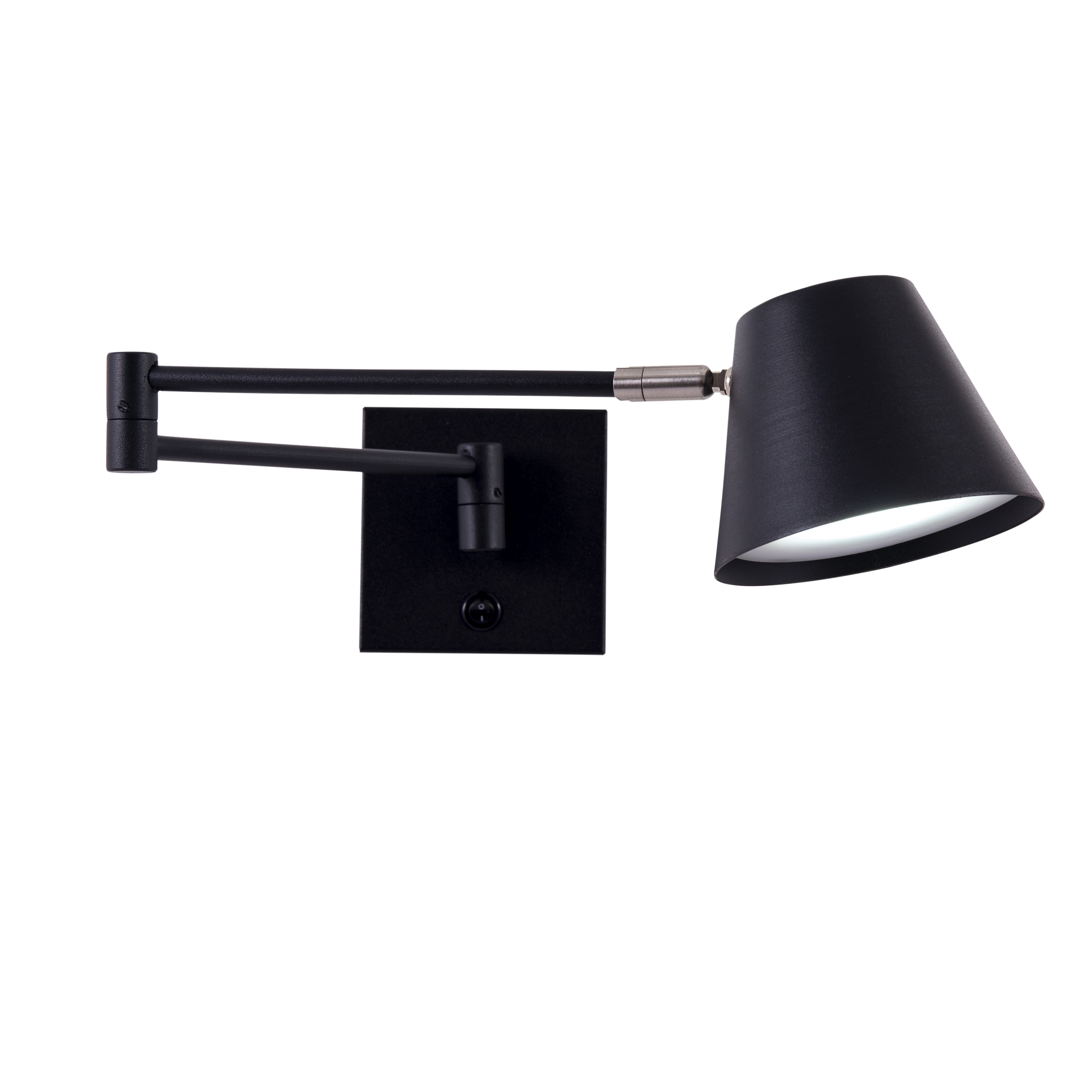 APLIQUE 1L C/INTERRUPTOR Y MOVIMIENTO BRAZO DOBLE CABEZAL METALICO CONICO ORIENTABLE