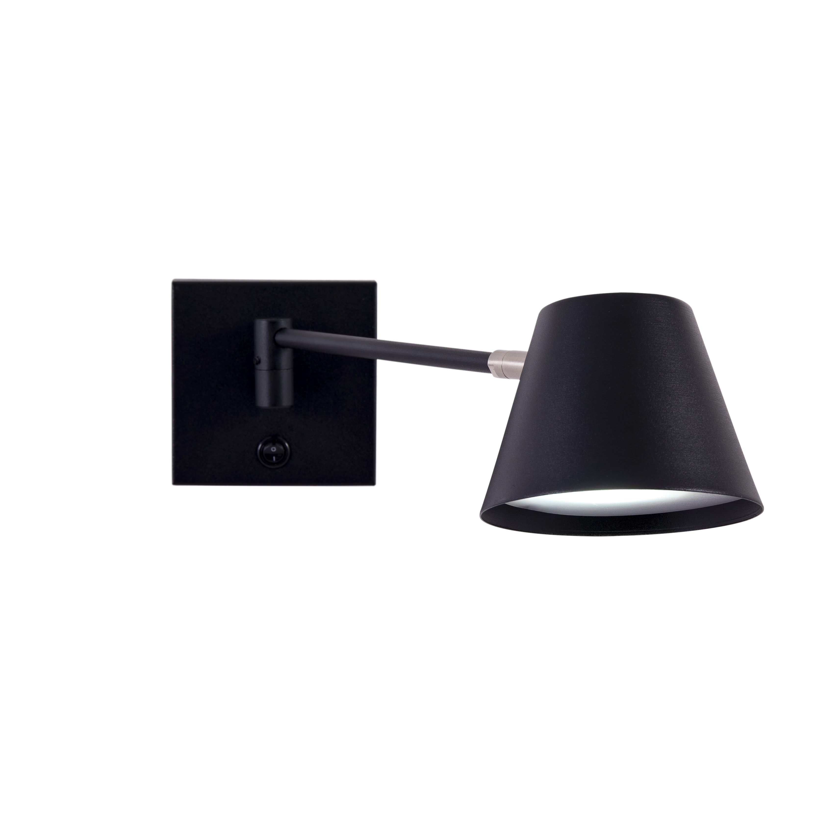 APLIQUE 1L C/INTERRUPTOR Y MOVIMIENTO BRAZO SIMPLE CABEZAL METALICO CONICO ORIENTABLE